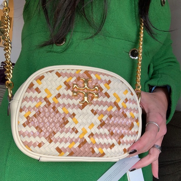 Authentic TORY BURCH Handwoven napa and Leather top zip crossbody - Picture 8 of 11